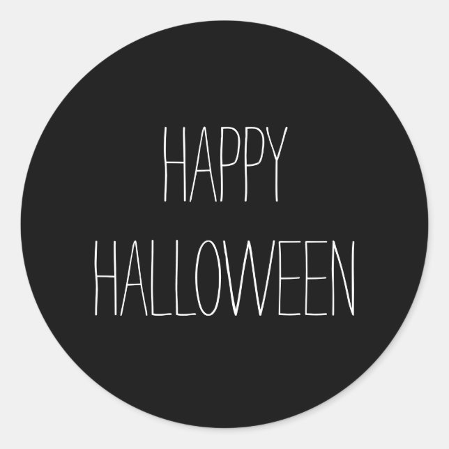 Happy Halloween Schwarz-weiße, spitzige, handgesch Runder Aufkleber (Vorderseite)