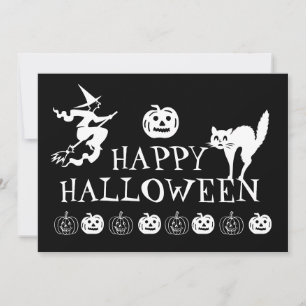Happy Halloween Schwarz-weiße spooky niedlich Einladung