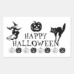 Happy Halloween Schwarz-weiße, sprichwörtliche Dek Rechteckiger Aufkleber