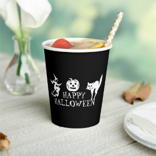 Happy Halloween Schwarz-weißes Party Pappbecher