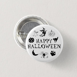 Happy Halloween Schwarz-weißes, spitziges Kostüm Button
