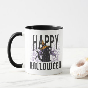HAPPY HALLOWEEN SCHWARZEN KATZE BAT WINGS TASSE