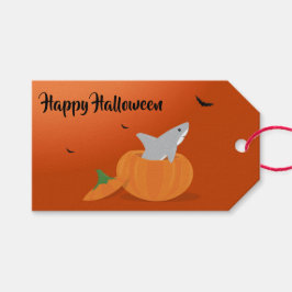 Happy Halloween Shark Pumpkin Bats Orange Geschenkanhänger