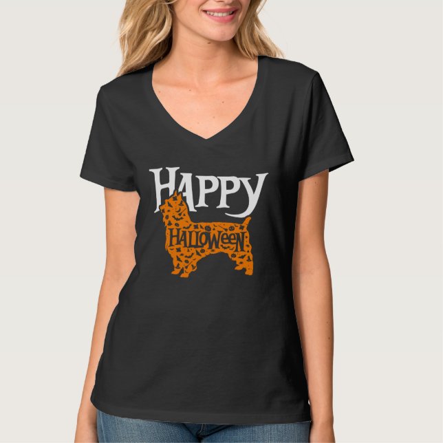 Happy Halloween Silky Terrier T-Shirt (Vorderseite)