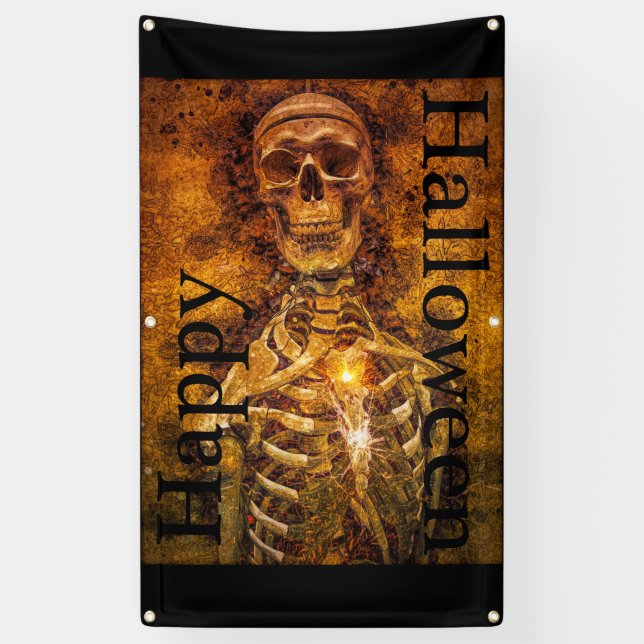 Happy Halloween Skeleton Art Outdoor Banner (Vertikal)