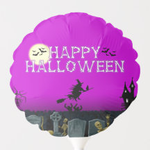 Happy Halloween Skeleton Hexe Lila Ballon