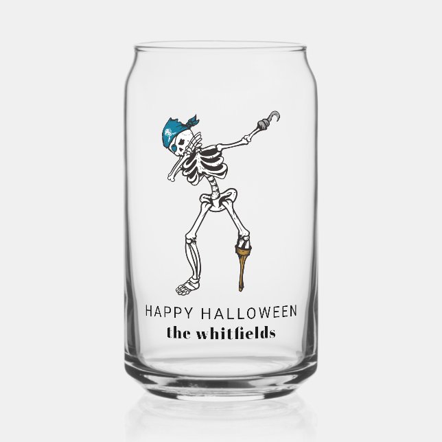 Happy Halloween Skeleton Pirate Dabbing Family Dosenglas (Vorderseite)