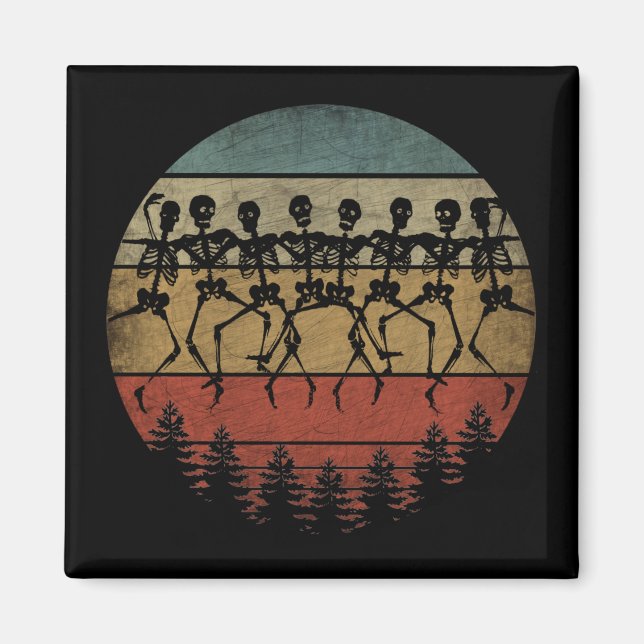 HAPPY HALLOWEEN SKELETON TANCE MAGNET (Vorne)