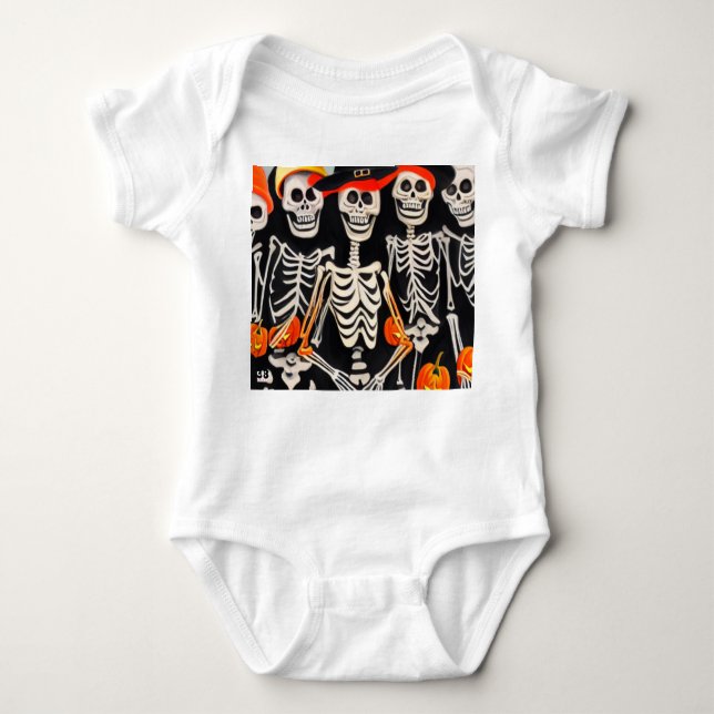 Happy Halloween Skeletons Baby Strampler (Vorderseite)
