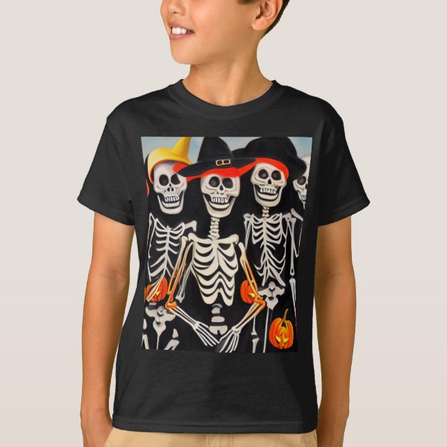 Happy Halloween Skeletons T-Shirt (Vorderseite)