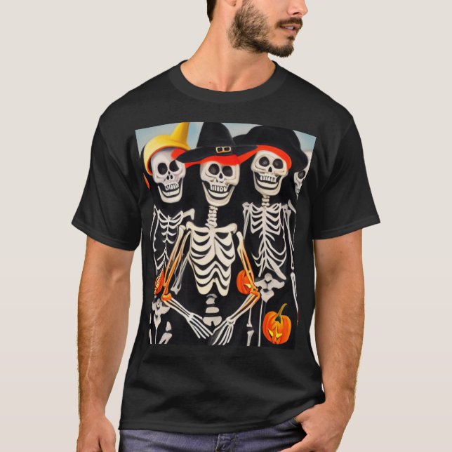 Happy Halloween Skeletons T-Shirt (Vorderseite)
