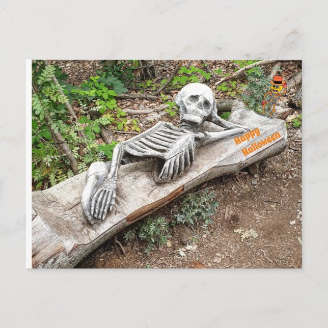 Happy Halloween Skelett Postkarte (Vorderseite)