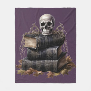 Happy Halloween Skull and Books Fleecedecke