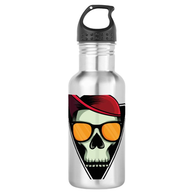Happy Halloween Skull Edelstahlflasche (Vorderseite)