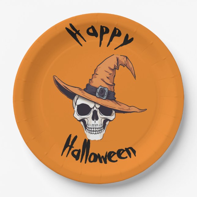 Happy Halloween Skull Paper Plate Pappteller (Vorderseite)