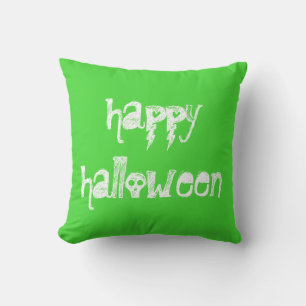 Happy Halloween Skulls Lime Green Coussin