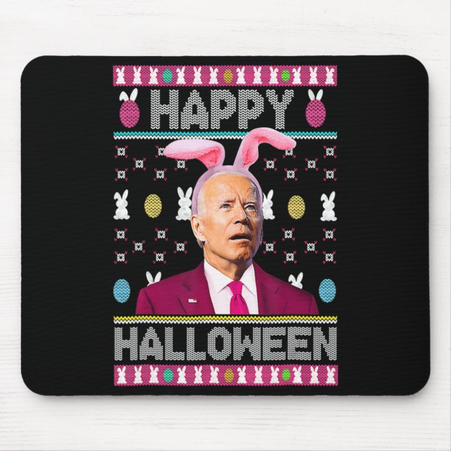 Happy Halloween Spaß Bunny Joe Biden Confused East Mousepad (Vorne)