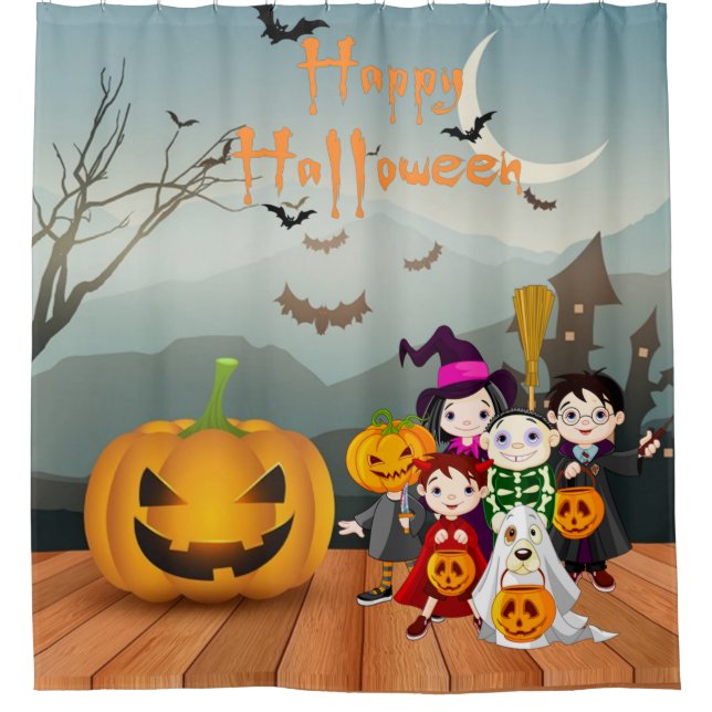 Happy Halloween Spaß Spooky Nacht Duschvorhang (Vorderseite)