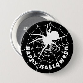 Happy Halloween Spider auf Cobweb Button