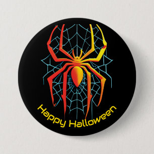 Happy Halloween Spider Web Button