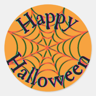 Happy Halloween Spider Web Runder Aufkleber