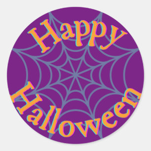 Happy Halloween Spider Web Runder Aufkleber