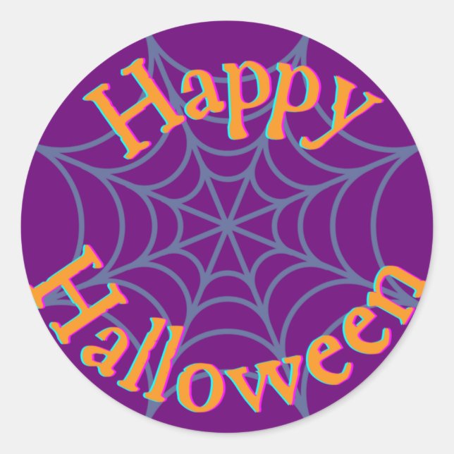 Happy Halloween Spider Web Runder Aufkleber (Vorderseite)