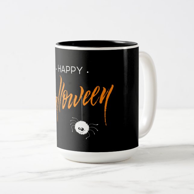 Happy Halloween Spider Zweifarbige Tasse (VorderseiteRechts)