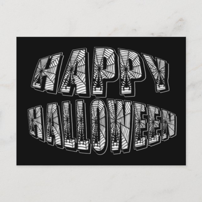 Happy Halloween Spiders & Spider Web Text Postcard Postkarte (Vorderseite)