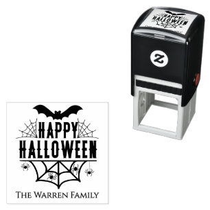 Happy Halloween Spiderweb Spiders Bats Familiennam Permastempel