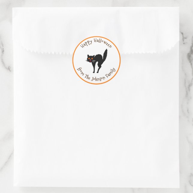 Happy Halloween Spooky Beängstigend Black Cat Indi Runder Aufkleber (Tasche)