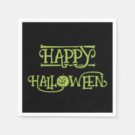 Happy Halloween | Spooky Black & Green Lettering Serviette