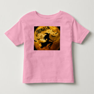 Happy Halloween Spooky Broomstick Hexe auf Kürbis Kleinkind T-shirt