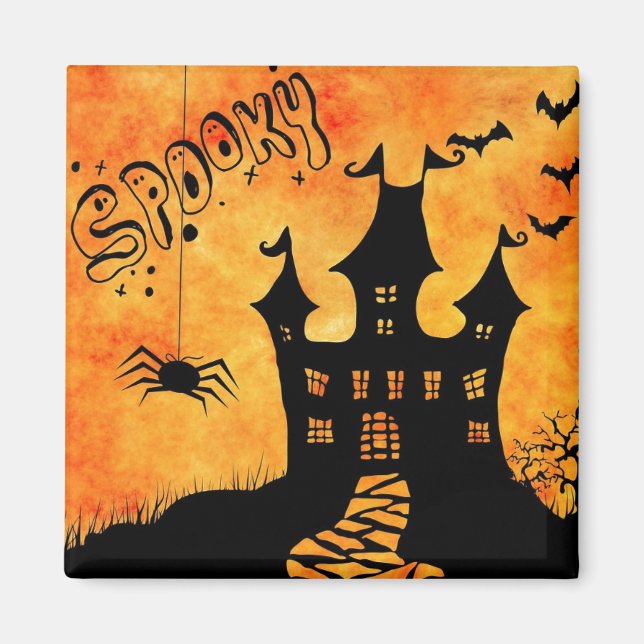 Happy Halloween Spooky Castle Magnet (Vorne)