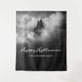 Happy Halloween Spooky Castle Party Hintergrund Wandteppich