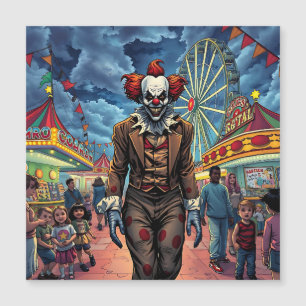 Happy Halloween   Spooky Clown Magnetkarte