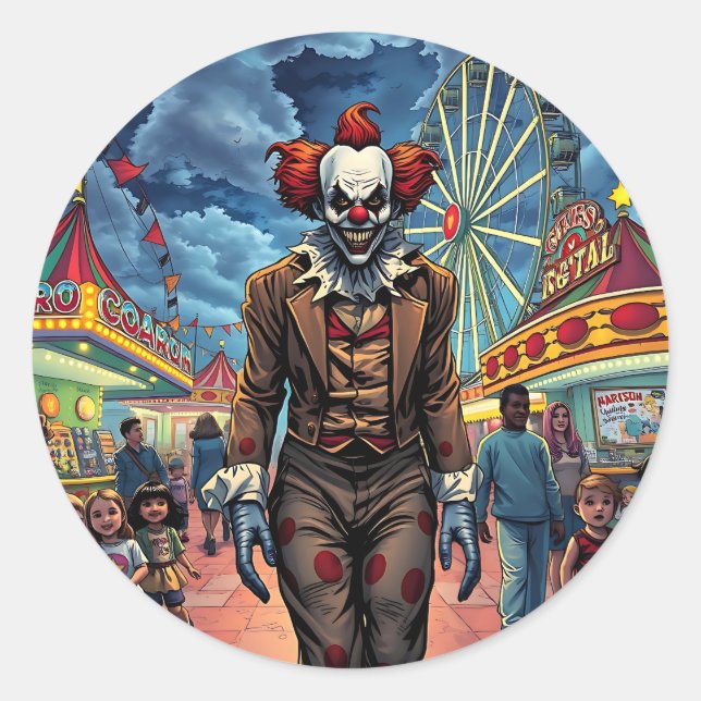 Happy Halloween | Spooky Clown Runder Aufkleber (Vorderseite)