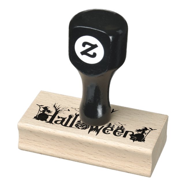 Happy Halloween Spooky Concept Typografy Gummistempel (Stempel)