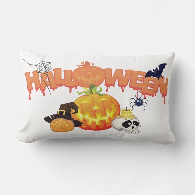 Happy Halloween Spooky dekoriert Lendenkissen (Vorderseite)