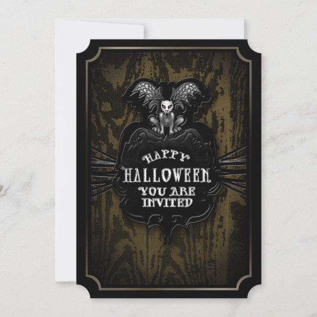 Happy Halloween Spooky Gargoyle Einladung (Vorderseite)