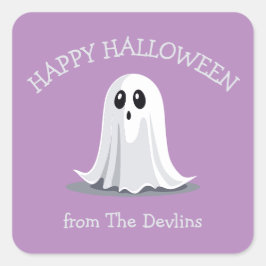 Happy Halloween Spooky Ghost Quadratischer Aufkleber