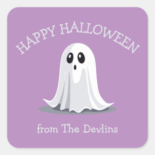 Happy Halloween Spooky Ghost Quadratischer Aufkleber
