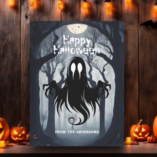 Happy Halloween Spooky Ghost Spuk Forest Postkarte (Von Creator hochgeladen)