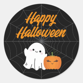 Happy Halloween Spooky Kids Party Black Runder Aufkleber