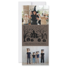 Happy Halloween Spooky Mansion Family Foto Card