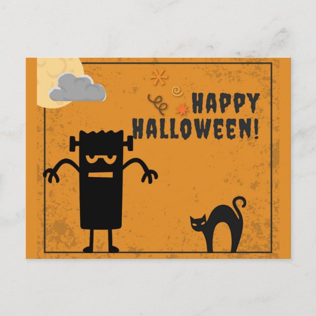 Happy Halloween Spooky Monster Postkarte (Vorderseite)