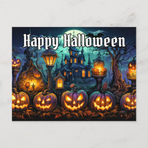 Happy Halloween Spooky Nefarious Pumpkins Postkarte