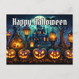 Happy Halloween   Spooky Nefarious Pumpkins Postkarte