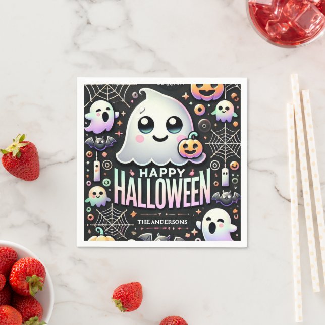 Happy Halloween Spooky Niedlich Ghost Serviette (Beispiel)