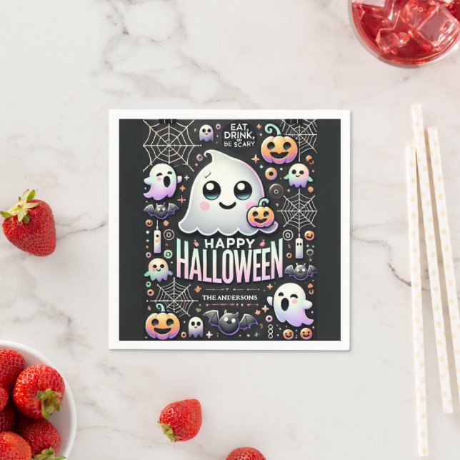 Happy Halloween Spooky Niedlich Ghost Serviette (Beispiel)